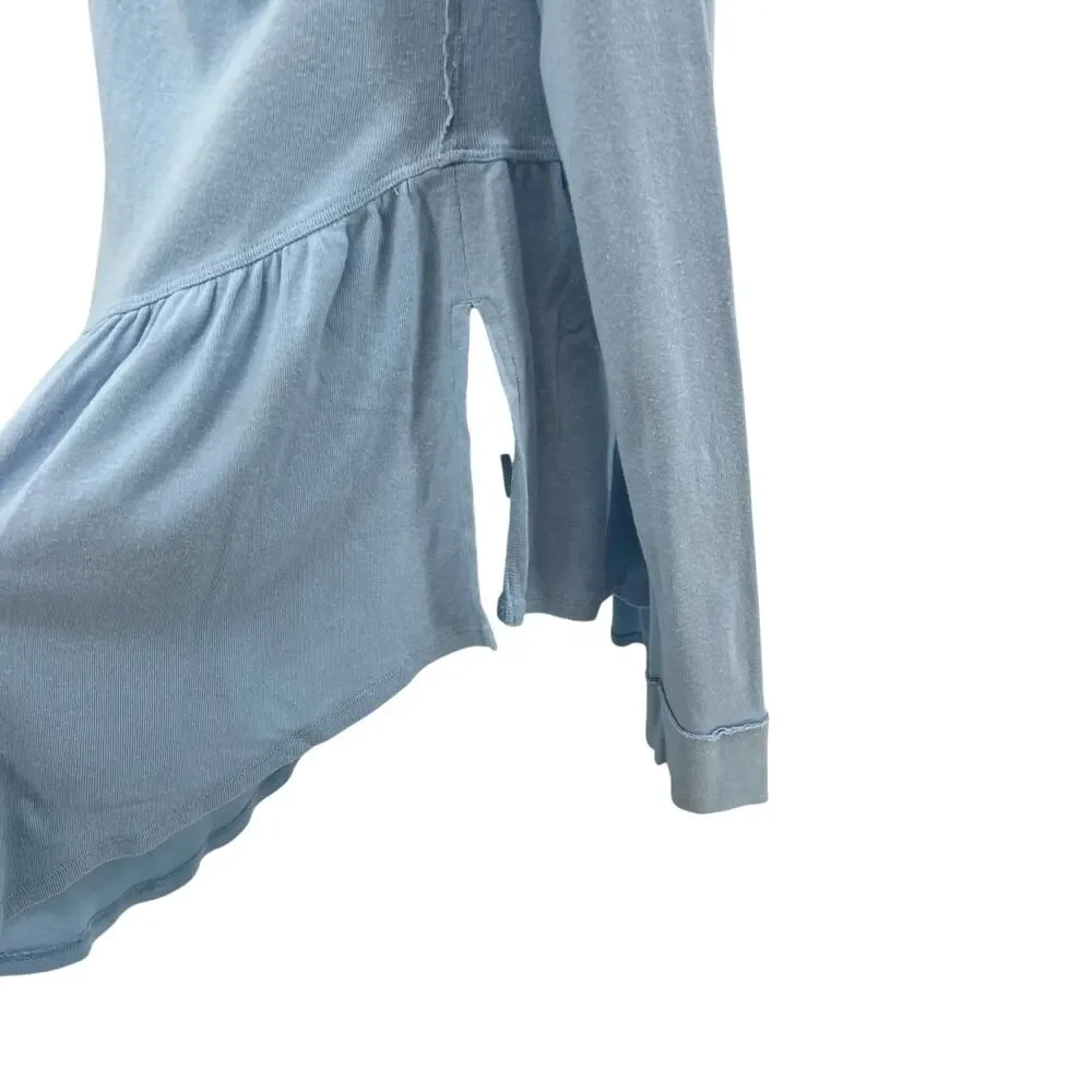 Free People We The Free Rose Petal Tee Shirt Long Sleeve‎ Blue Size Large